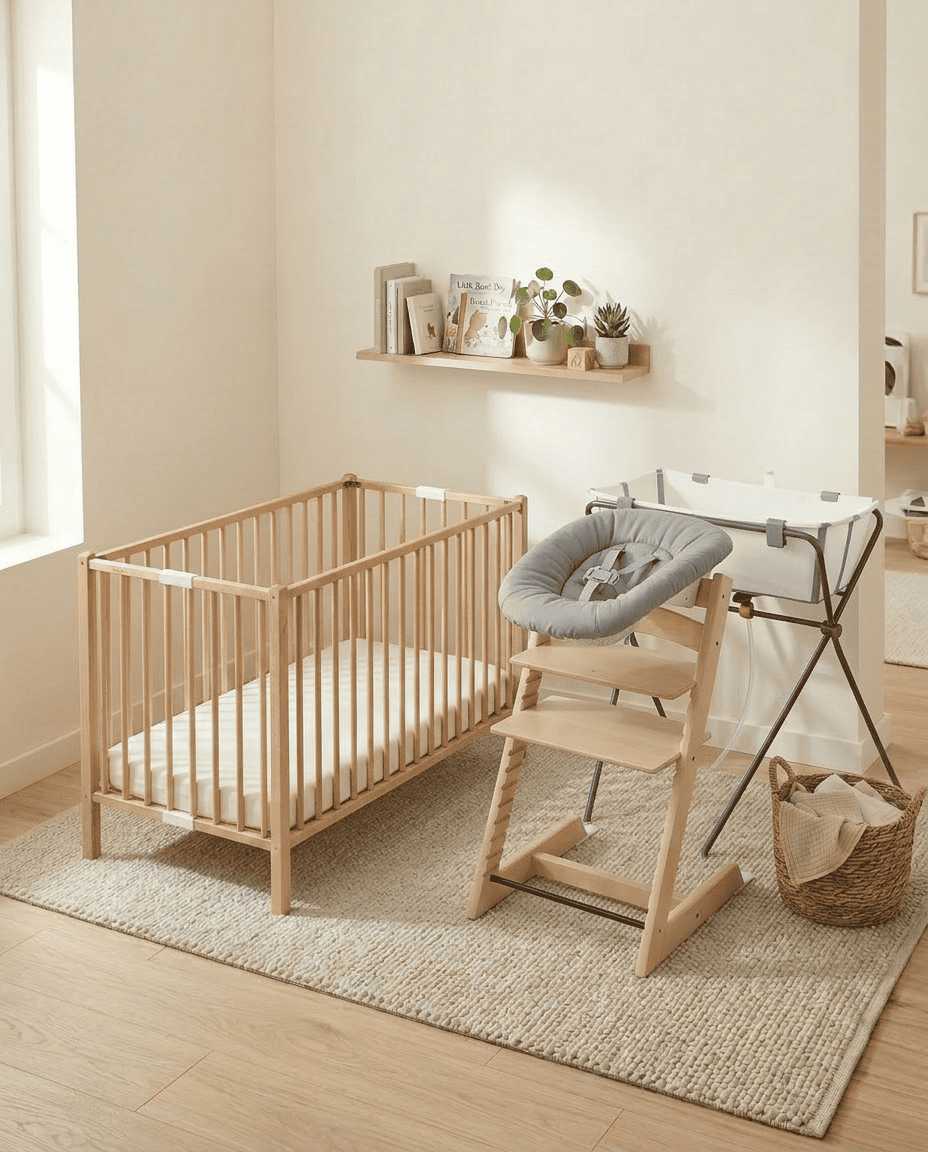 Pack Sérenité Bébé Nomad - Lit bébé, baignoire et chaise haute installés dans un Airbnb à Royan