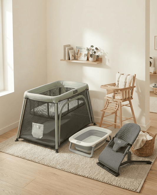Pack Confort Bébé Nomad - Lit bébé, chaise haute, baignoire et transat installés dans un Airbnb à Bordeaux